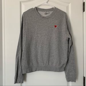 Gray Sweater with Small Red Heart ❣️ H&M